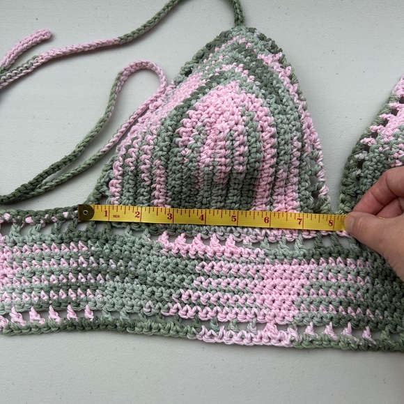 Pink Camo halter top, 100% cotton, handmade crochet - Picture 5 of 8